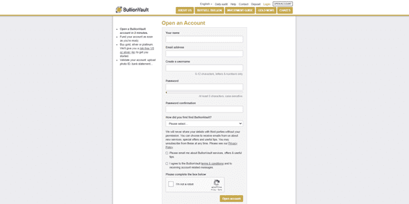 Apertura de Cuenta BullionVault